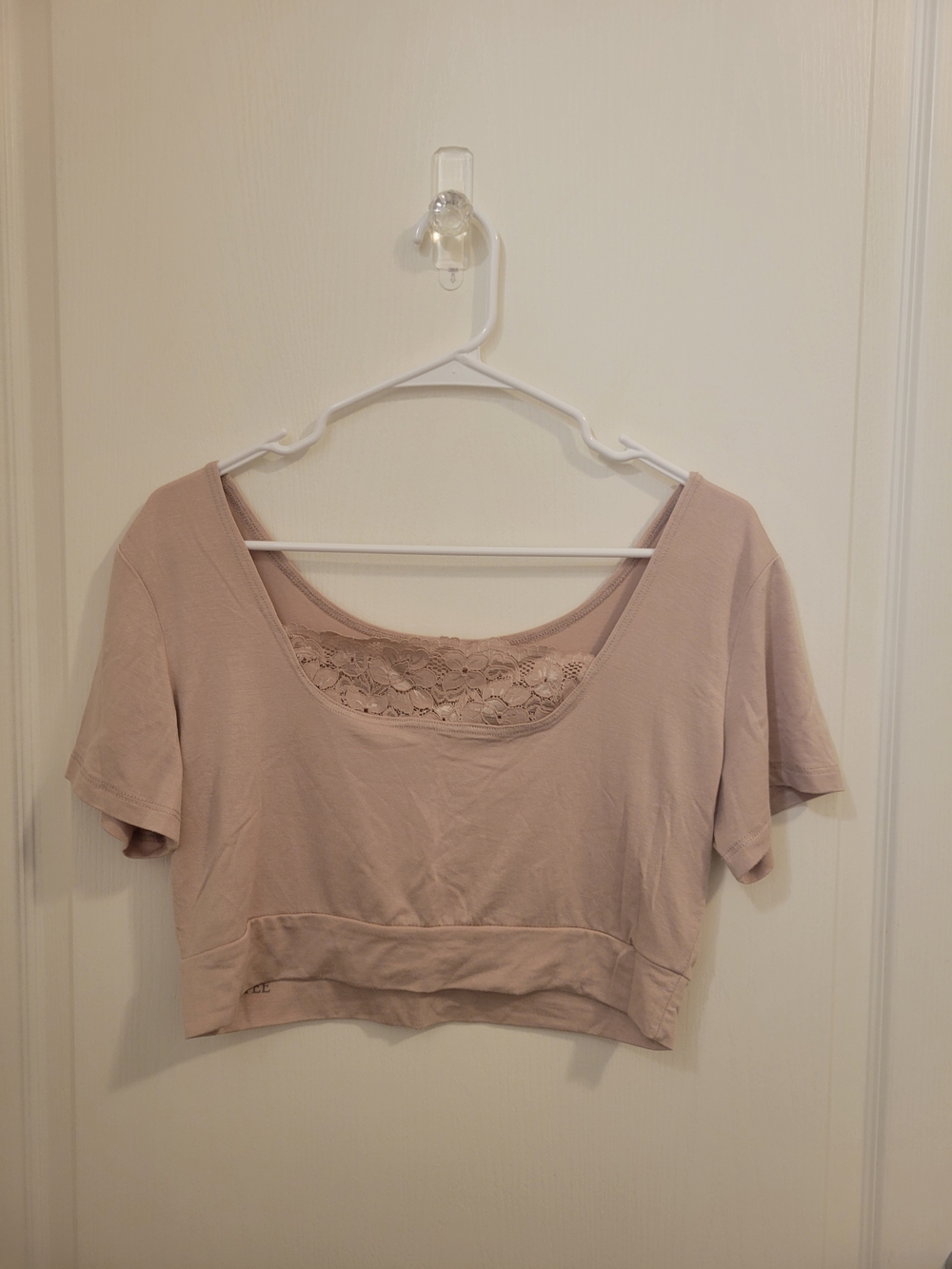 Peek Lace-Inset Scoop Crop Top - Dusty Rose